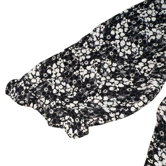 Vintage 90's Y2K Rena Rowan Silk Ruffle Blouse-Black/White-16W-GUC - Picture 5 of 6